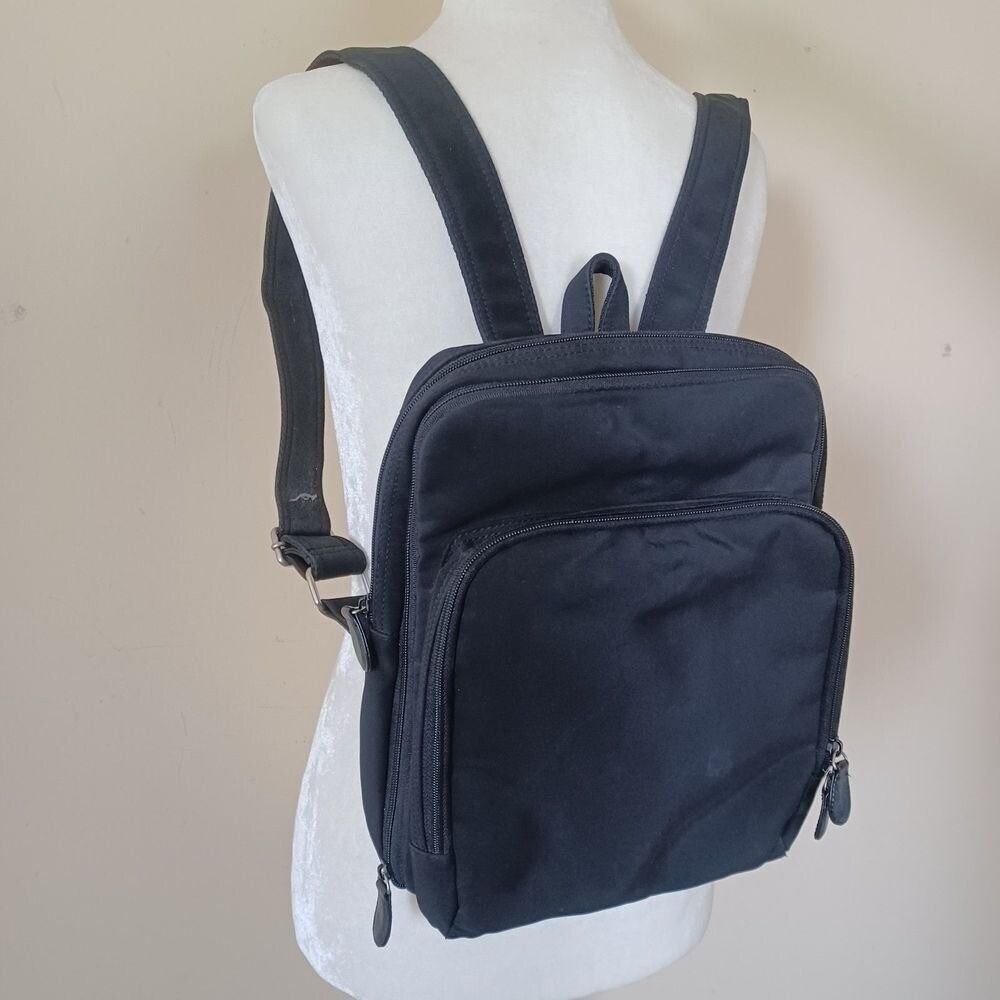 HOBO International Backpack Vtg 90s Y2K Grunge Nylon Black‎ Adjustable Straps